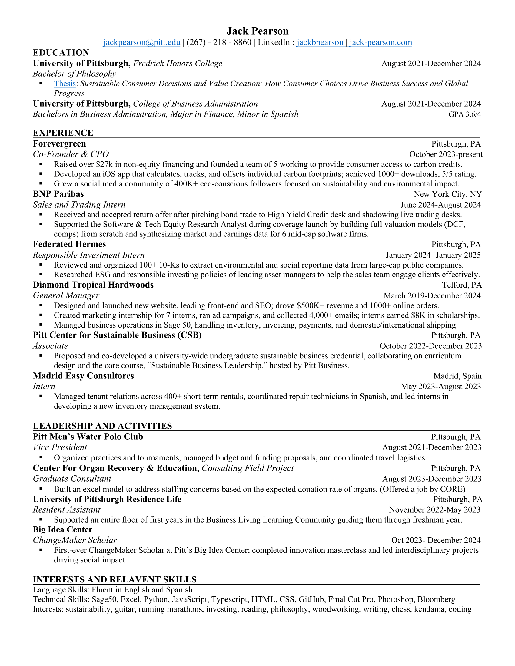 Jack Pearson Resume May 2025
