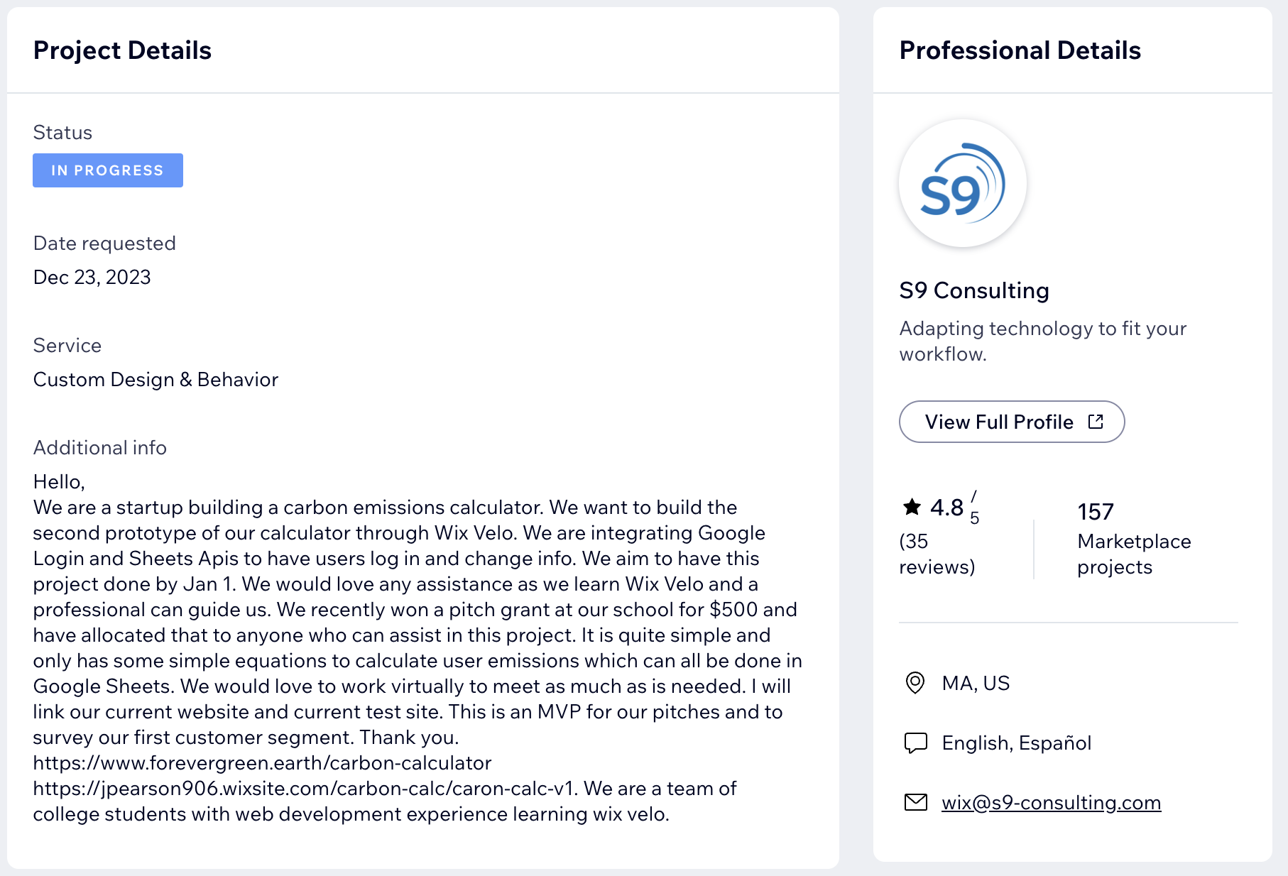 Message to S9 Consulting Developers