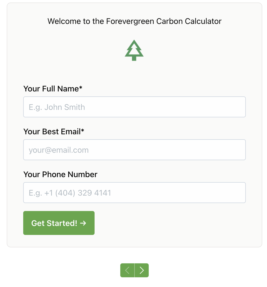 Carbon Calculator Screenshot