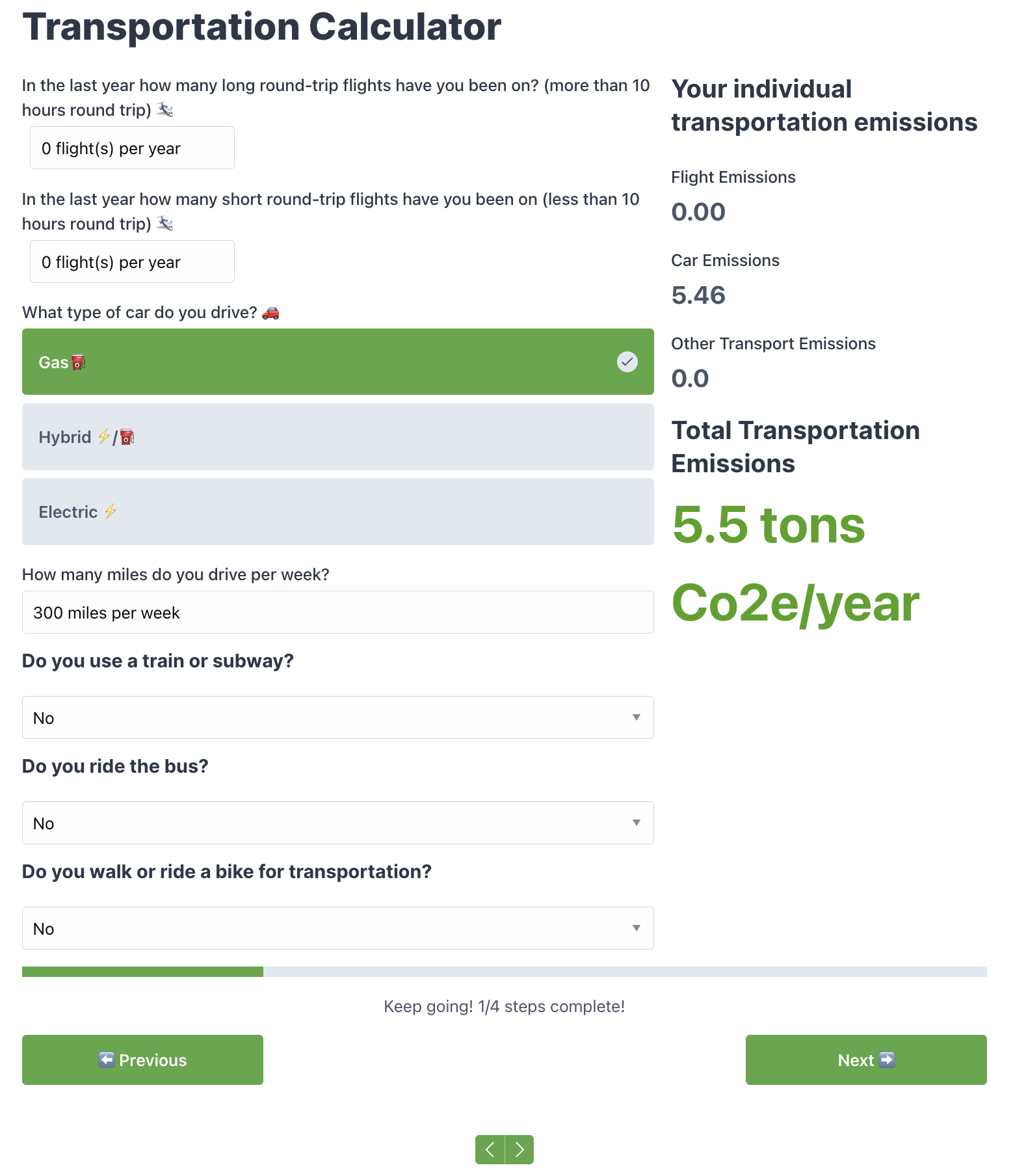 Carbon Calculator Screenshot