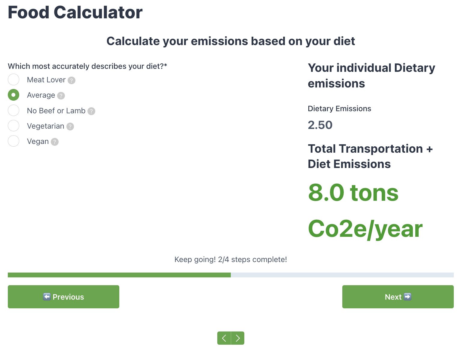 Carbon Calculator Screenshot