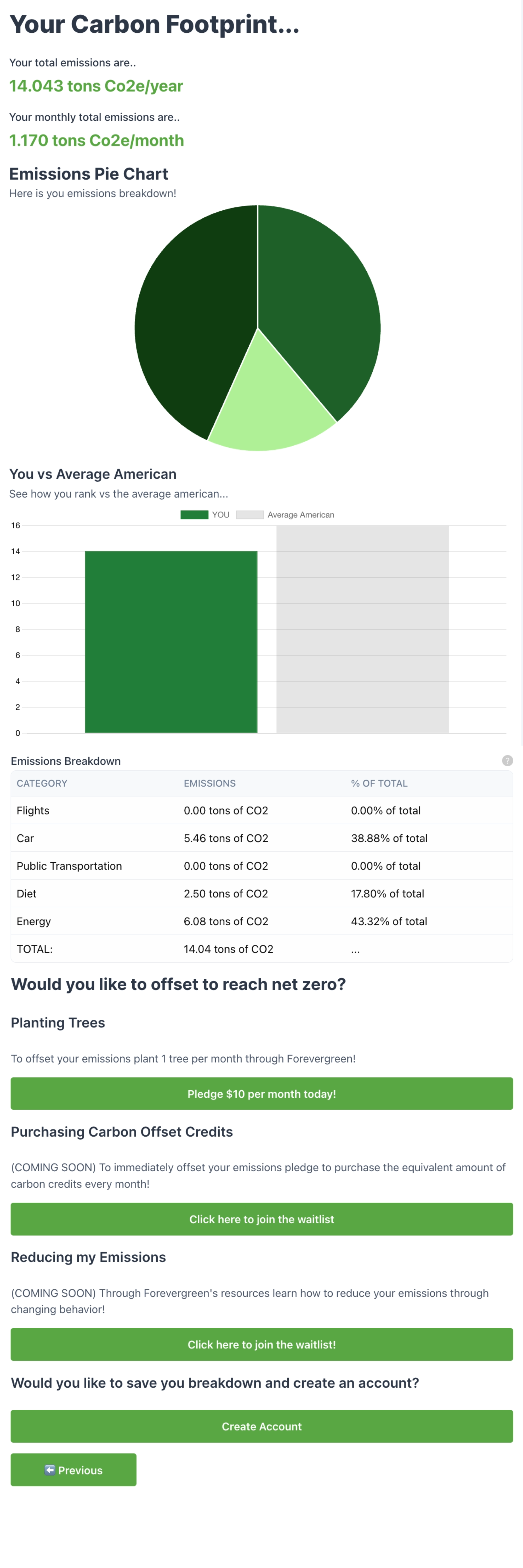 Carbon Calculator Screenshot